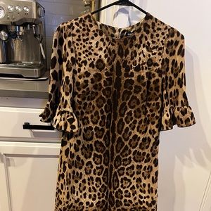Dolce&Gabbana leopard print dress with ruffle trim.